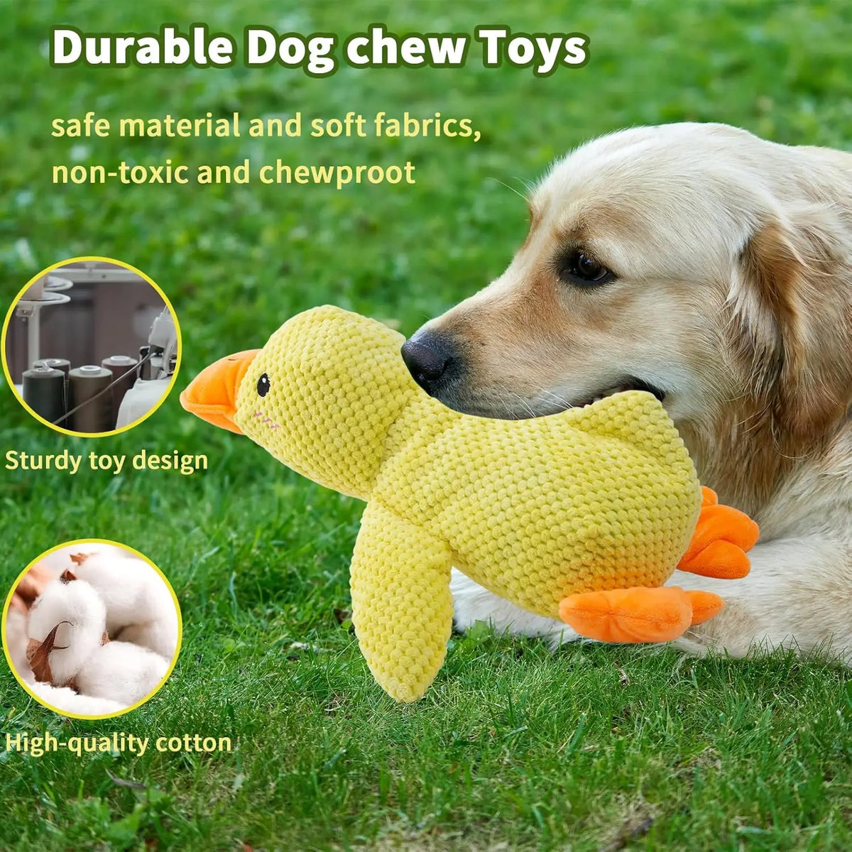 Duck Toy Plush Chew Resistant Durable Dog Toy with Quacking Sound